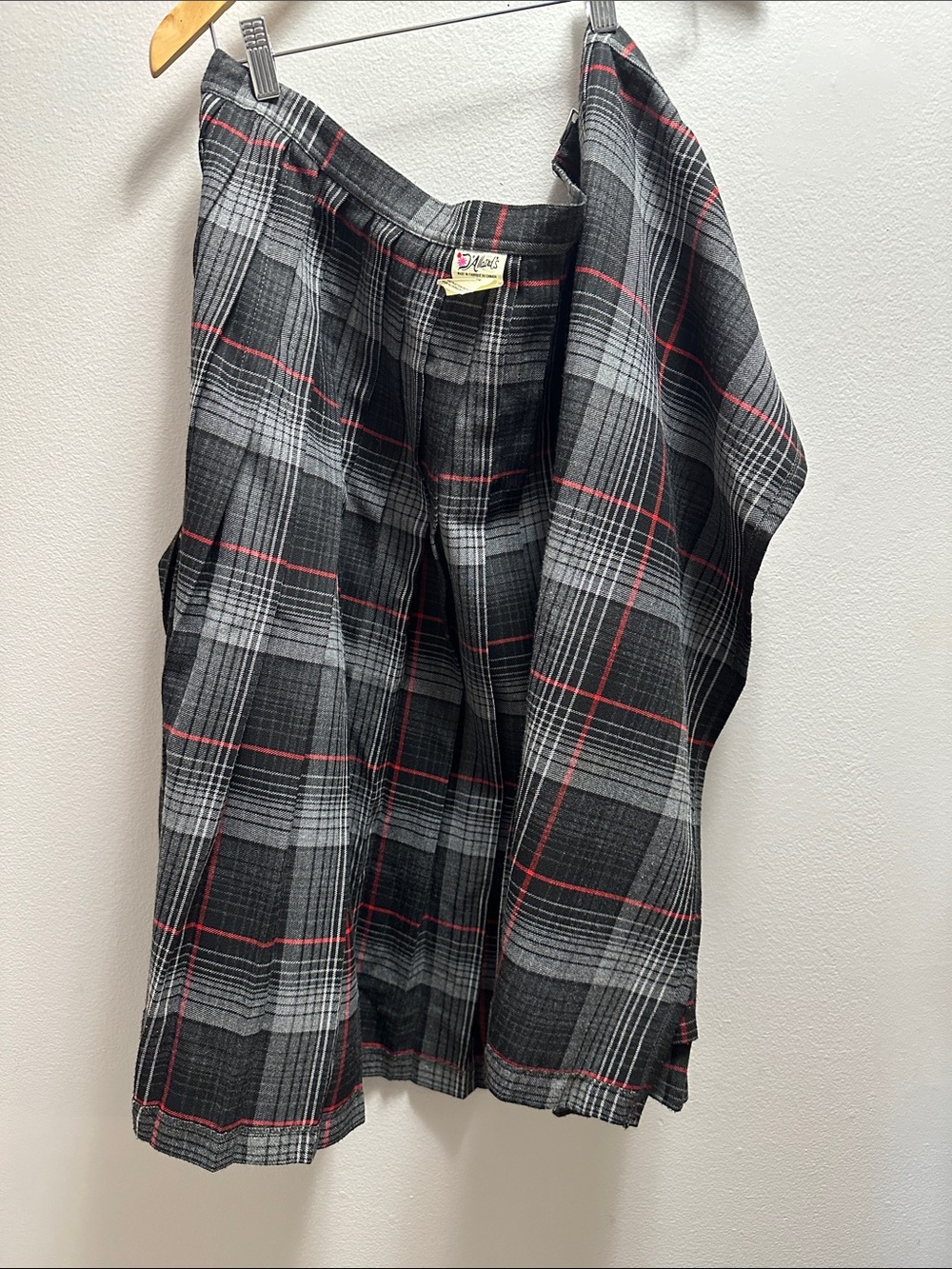 Vintage D'Allaird's Plaid Tartan Wrap Midi Skirt Buckle Pleated Fringe Size 14 - Picture 7 of 9